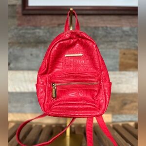 Steve Madden Red  Embossed Logo Mini Backpack